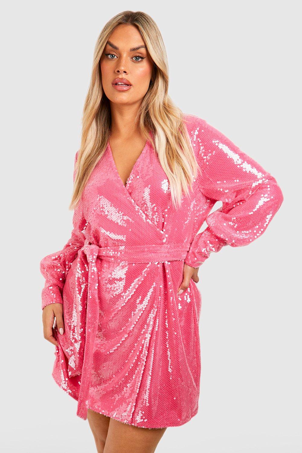 Neon pink wrap store dress